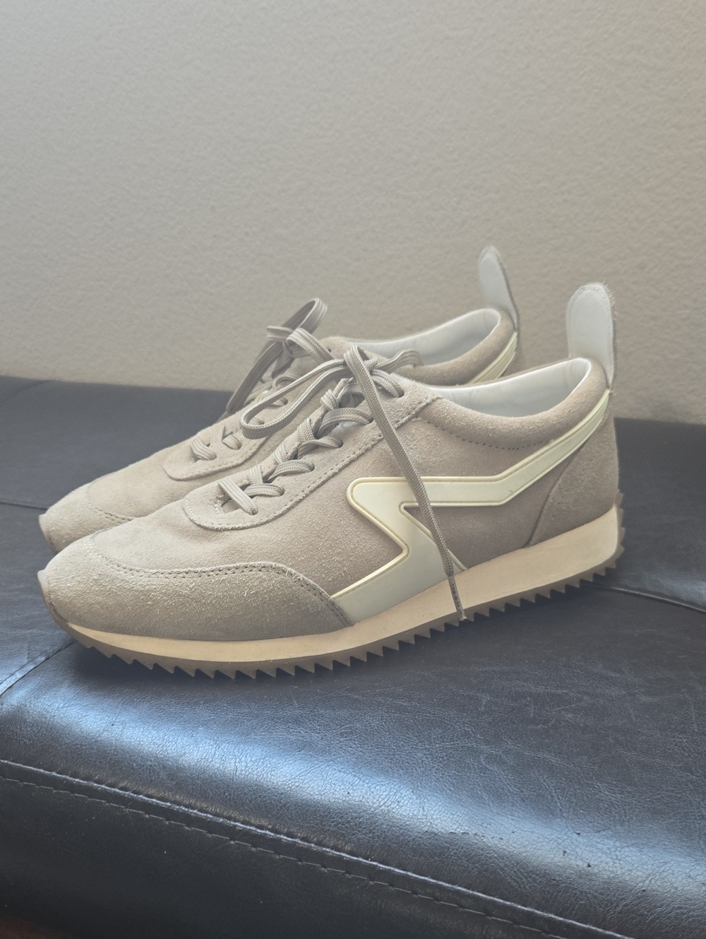 rag & bone Beige Suede Sneakers with Cream Accent